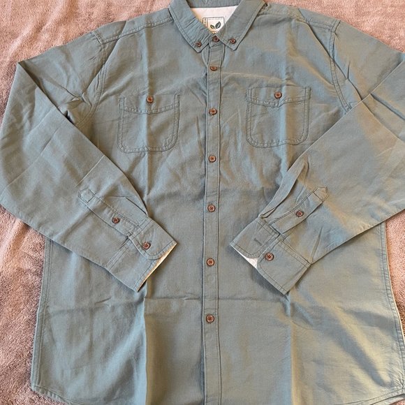 ORGANIC Green long Sleeve, Organic Cotton Button Down Size: XL - Picture 1 of 3